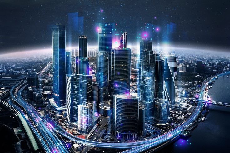 Smart city, connection technology psd Smart Cities and AI Will Redefine Urban Living
